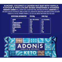 ADONiS vanilla and coconut nut bar packaging