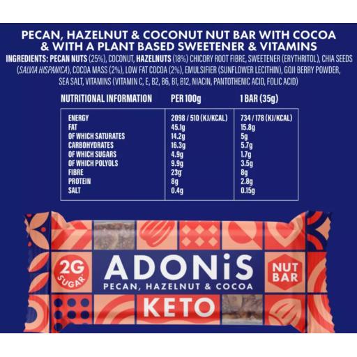 Adonis Adonis pecan and hazelnut snack bar nutrition