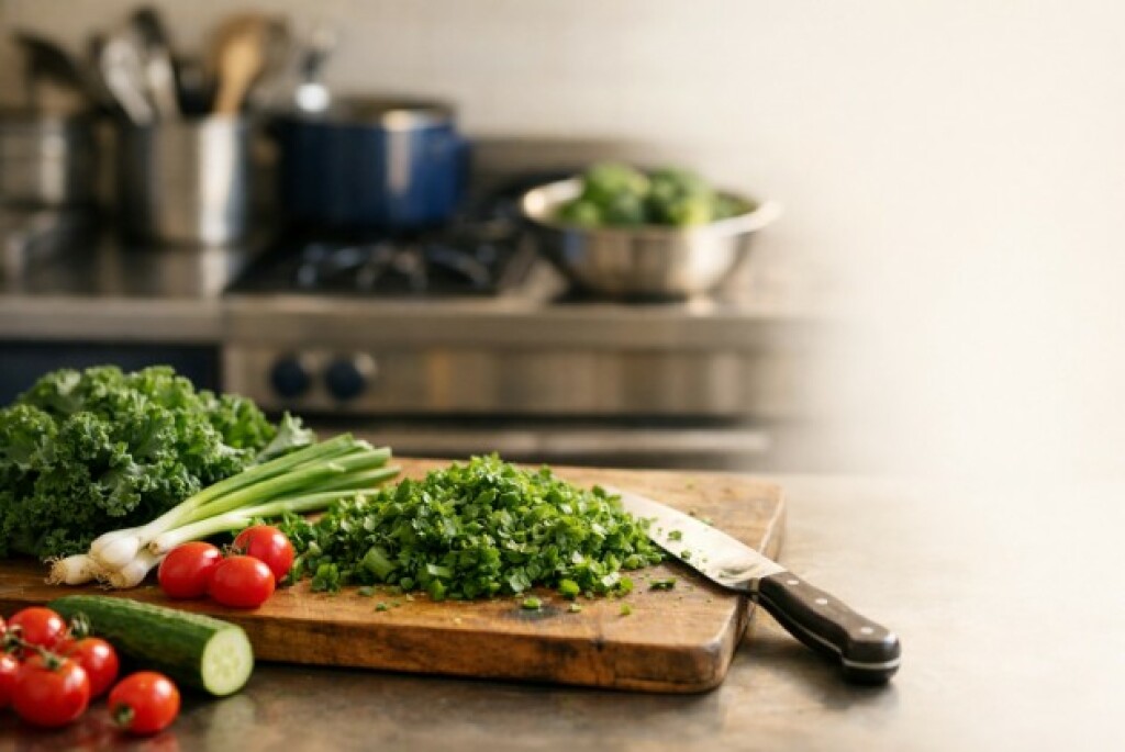 fresh veg being prepared